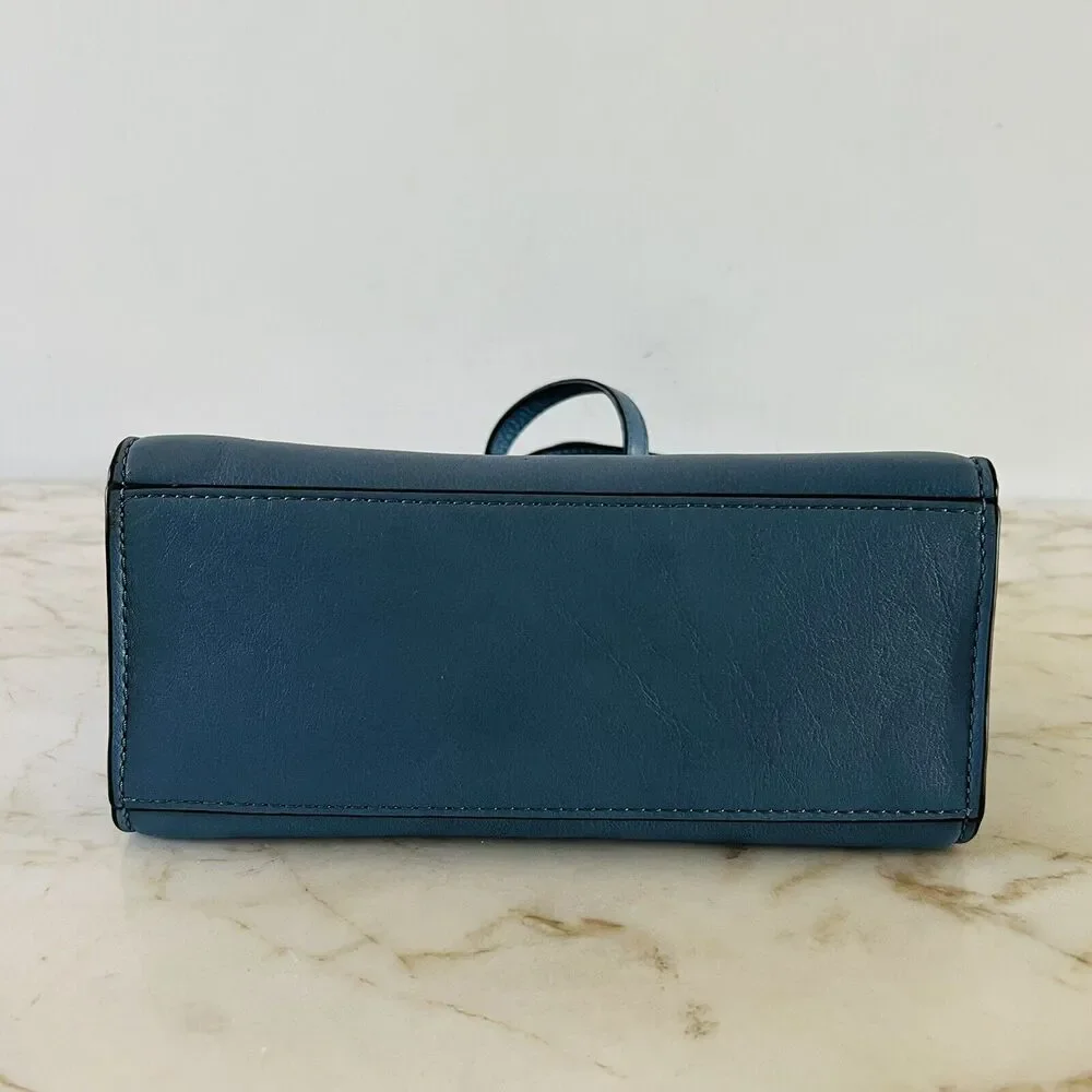 MICHAEL KORS Sophie Surf Blue Soft Leather Small Messenger Crossbody Bag